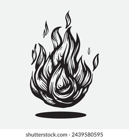 Hand Drawn Fire Doodle vector illustration. Fire Bone. Fire