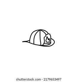Icono del casco de caza de bomberos dibujado a mano, icono del doodle simple