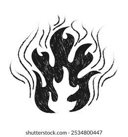 Hand drawn of Fire flame icon symbol. isolated on white background. vector icon illustration