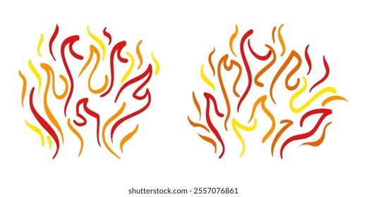 Hand drawn of Fire flame icon symbol. isolated on white background. vector icon illustration