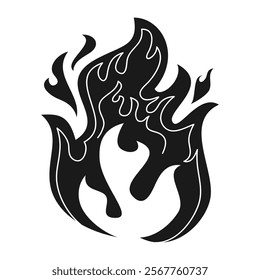 Hand drawn of Fire flame icon symbol. isolated on white background. vector icon illustration