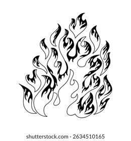 Mão desenhada de fogo símbolo da chama. isolado no fundo branco. elemento de design doodle