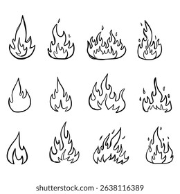 Hand Drawn Fire Flames Doodles
