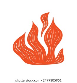 Hand drawn fire flames, isolated on white background. Vector illustration.