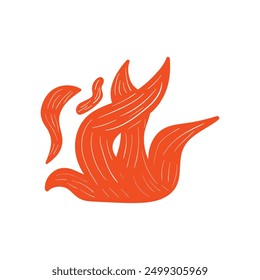 Hand drawn fire flames, isolated on white background. Vector illustration.