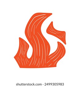Llamas de fuego dibujadas a mano, aisladas sobre fondo blanco. Ilustración vectorial.
