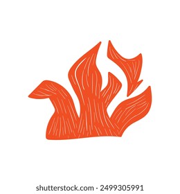 Llamas de fuego dibujadas a mano, aisladas sobre fondo blanco. Ilustración vectorial.