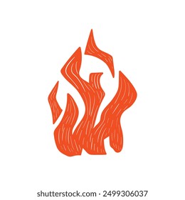 Handgezeichnete Feuerflammen einzeln auf weißem Hintergrund. Vektorgrafik.
