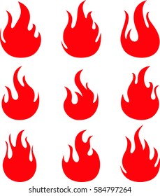 Hand drawn of fire flames on white background, vector illustration