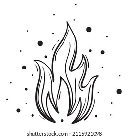 Iconos de fuego de mano. El Incendio Llama El Juego De Vectores De Iconos. Dibujo de dibujos a mano de dibujos de dibujos de dibujos de dibujos de dibujos en dibujos en blanco y negro. Sencillo símbolo de fuego.