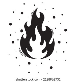 Hand drawn fire icons. Fire Flames Icons Vector Set. Hand Drawn Doodle Sketch Fire, Black and White Drawing. Simple fire symbol.