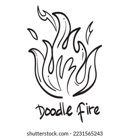 Hand drawn fire icons. Fire Flames Icons Vector. Hand Drawn Doodle Sketch Fire, Black and White Drawing. Simple fire symbol.