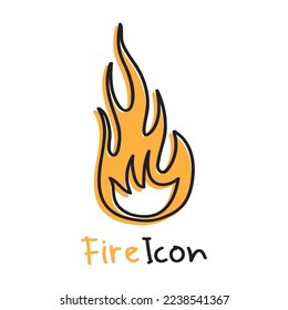 Handgezeichnete Feuersymbole. Feuerbrand-Symbole Vektorgrafik. Handgezeichnetes Kantenfeuer, Schwarz-Weiß-Zeichnung. Einfaches Feuersymbol.