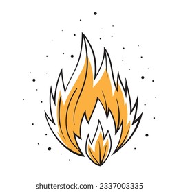 Iconos de fuego de mano. El Incendio Llama El Juego De Vectores De Iconos. Dibujo de dibujos a mano de dibujos de dibujos de dibujos de dibujos de dibujos en dibujos en blanco y negro. Sencillo símbolo de fuego.