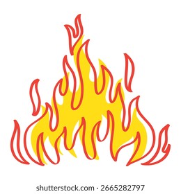 Handgezeichnete Feuersymbole. Feuerflammensymbole, Vektor. Handgezeichnete Doodle Sketch Fire, Schwarz-Weiß-Zeichnung. Einfaches Brandzeichen.