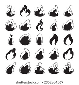 hand drawn fire illustration isolated on white background.