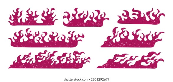 Hand drawn fire illustration on white background for element design. silhouette of flames in set. Vintage