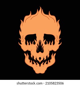 hand drawn fire skull, vector premium.