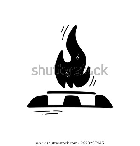 Hand Drawn Fire Stove Icon Illustration. Doodle Vector. Isolated on White Background - EPS 10 Vector