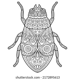 Hand drawn of firebug in zentangle style