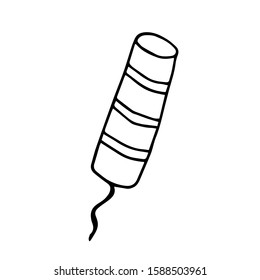 Hand drawn firecracker. Doodle vector illustrations for greeting cards, posters, stickers, packaging. Isolated on a white background.