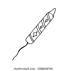 Hand drawn firecracker. Doodle vector illustrations for greeting cards, posters, stickers, packaging. Isolated on a white background.