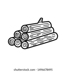 Hand drawn Firewood isolated on a white. Vector illustration.
