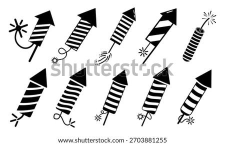 Hand drawn Firework Rockets and Firecrackers Collection