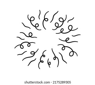Hand drawn firework. Star burst. Sunburst doodle icon. Hand drawn explosion frame. Sparkle with radial lines. Explosion vintage effect. Vector illustration isolated on white background.