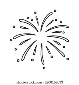 Hand drawn fireworks doodle. Vector illustration isolated on white background