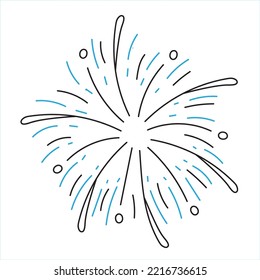 Hand drawn fireworks vector illustration. Isolated on white background