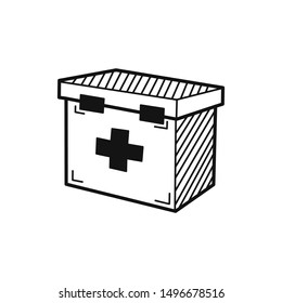 Hand drawn First Aid Kit isolated on a white. Vector illustration.