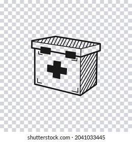 Hand drawn First Aid Kit isolated on transparent background. Vector illustration.