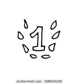 Hand drawn first doodle icon. Hand drawn black sketch. Sign symbol. Decoration element. White background. Isolated. Flat design. Vector cartoon illustration.