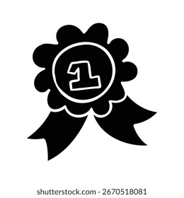 Dibujado a mano primer lugar elemento de premio diseño de Ilustración vectorial de estilo sólido