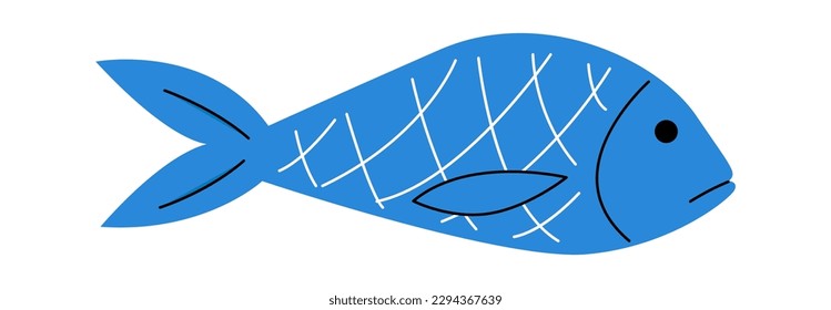 Pescado dibujado a mano elemento de diseño abstracto mariscos. Ilustración del vector