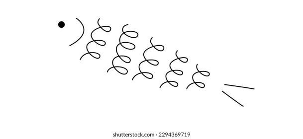 Hand drawn fish abstract design element Seafood illustration. Vector illustration
