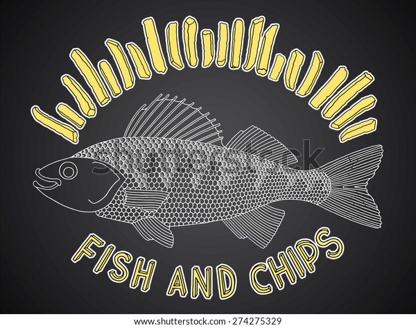 Hand Drawn Fish Chips Made Vector Stock Vector (Royalty Free) 274275329