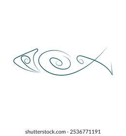 Hand drawn fish concept logo