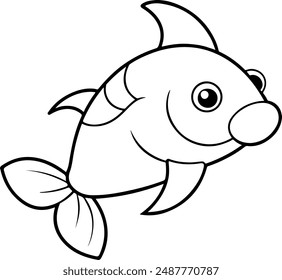 Hand drawn Fish icon Line art, Abstract fish in continuous line art drawing, t-shirt, website and App icon vector design 