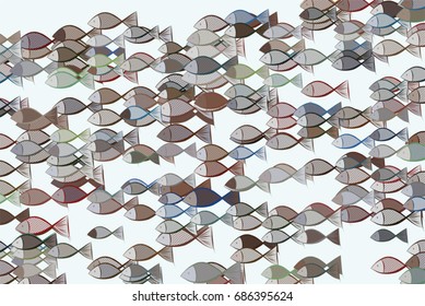 Hand drawn fish illustrations background, good for graphic design, invitations cards, flyers, wallpapers, booklets or posters Vector graphic.