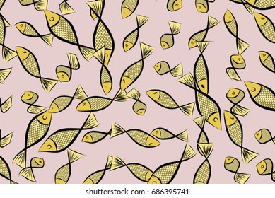 Hand drawn fish illustrations background, good for graphic design, invitations cards, flyers, wallpapers, booklets or posters Vector graphic.