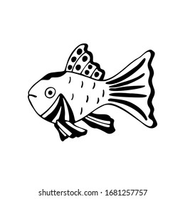Hand drawn fish isolated on a white background. Doodle, simple outline illustration. It can be used for decoration of textile, paper.