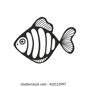 Hand drawn fish isolated on the white background. Vector illustration.