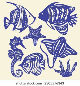 Hand Drawn Fish Oceanic Creature Illustration