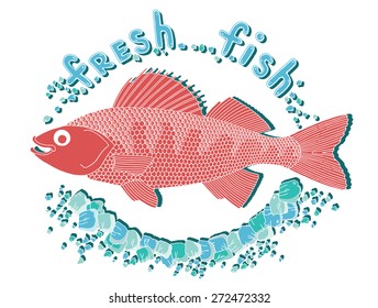 Hand drawn fish on ice