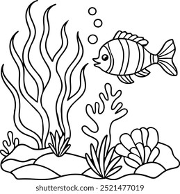 hand drawn fish outline illustration