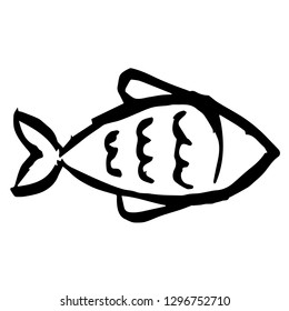 Hand Drawn of Fish or Pisces Zodiac sign for Graphic Design, Shirt, Background, Logo, Icon and Template. Vector Illustration.