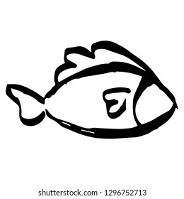 Hand Drawn of Fish or Pisces Zodiac sign for Graphic Design, Shirt, Background, Logo, Icon and Template. Vector Illustration.