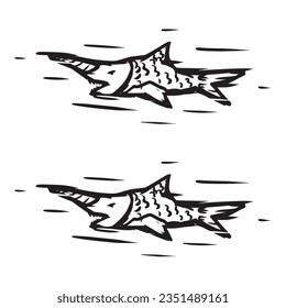 Hand drawn fish shaped icon design